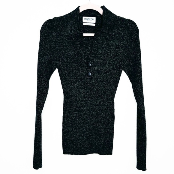 NWT Essentiel Antwerp Creation Ribbed Sweater Trekking Green Medium - Picture 3 of 9